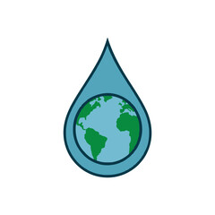 Obraz premium Earth inside a water drop, Save our planet icon