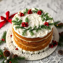 christmas cake with berries