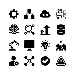 Algorithm Icon Set. Vector Design Pack Isolated on White Background. Grunge Stamp Vector Illustration.