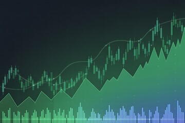 Abstract financial graph with green and blue gradient representing stock market growth