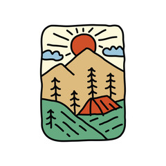 Camping and sunrise graphic illustration vector art t-shirt design