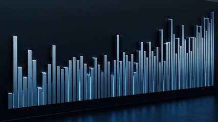 Blue equalizer background with business growth chart elements