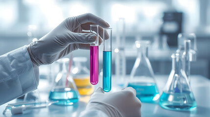 3D Lab Technician Handling Test Tubes
