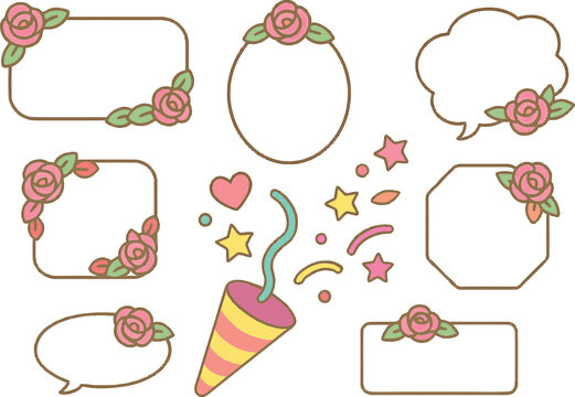 Hand drawn vintage vector frames set with doodle flower and bird illustrations for baby card design