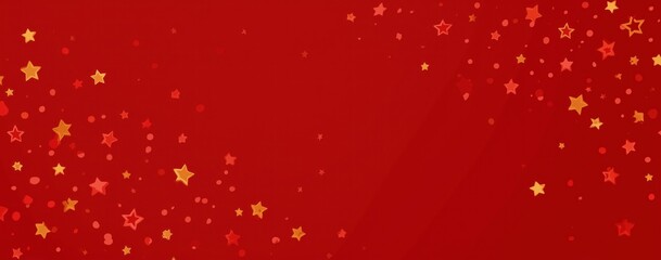 Festive Red Background with Scattered Stars and Dots