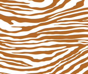 Abstract Brown Hand-Drawn Seamless Wavy Zebra Tiger Stripes Vector Pattern Background