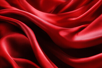 Obraz premium luxurious red silk fabric with soft folds and highlights