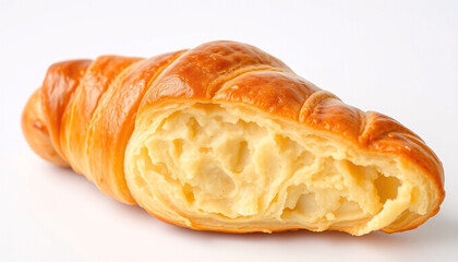 Fresh French Butter Croissant on White Background
