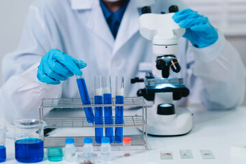 Fototapeta premium Scientists study biochemicals in a laboratory to support health care