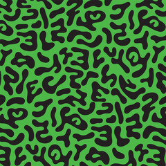 Vibrant Neon Green and Black Seamless Organic Abstract Pattern Background Texture for Modern Graphic Design