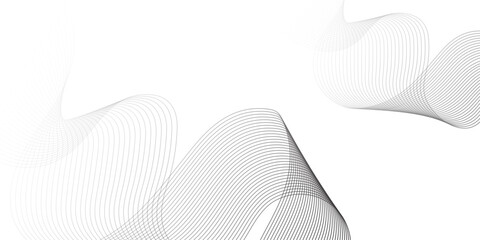 Abstract colorful wavy stripes on white background isolated, minimalistic geometric background with black gradient wavy lines form spiral ribbon. Graphic design template banner, vector illustrator.