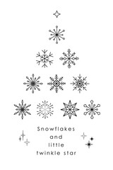 雪の結晶と星のシンプルなモノトーンセット