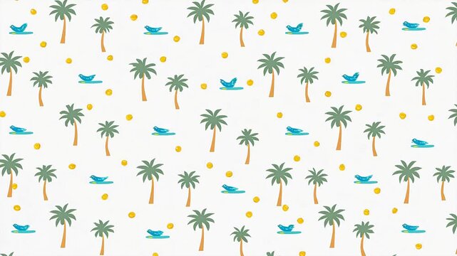 Palm trees and birds pattern