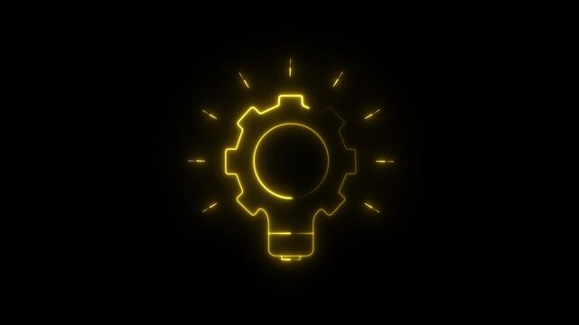 Neon animated implementation icon designed in flat icon style, Business, or Universal concept icon.with black background and video animation.