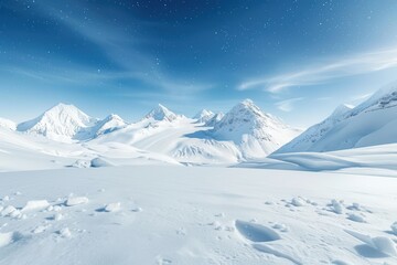 Serene Winter Wonderland with Majestic Snow-Capped Peaks