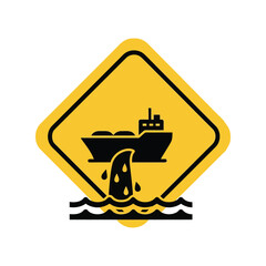 Oil spill warning: marine pollution & environmental hazard icon Vector