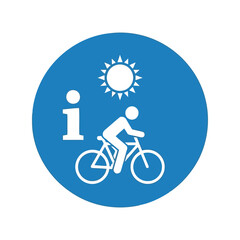 Outdoor cycling information icon: bike route & sunny day symbol Vector