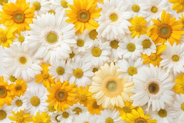 Fototapeta premium Colorful Floral Background with Yellow and White Daisies in Bloom