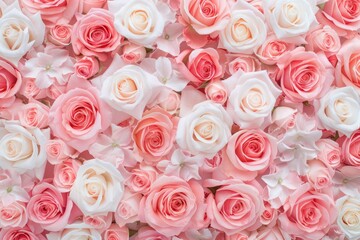 Fototapeta premium Beautiful Arrangement of Pink and White Roses for Any Occasion