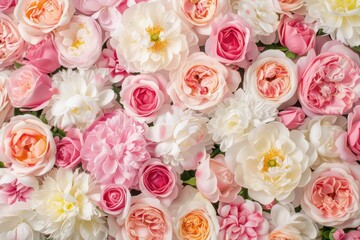 Beautiful Pink and White Floral Arrangement with Various Roses and Peonies