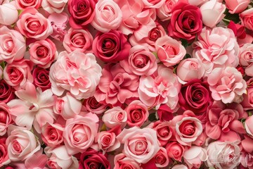 Beautiful Arrangement of Pink and Red Flowers Floral Background