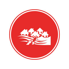 Obraz premium Housing disaster risk warning icon landslide earthquake hazard Vector