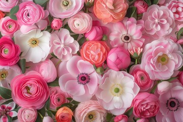 Beautiful Arrangement of Pink Flowers with Various Petal Shapes