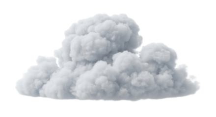 Realistic Fluffy Cumulus Cloud 3D Render Isolated on White Background