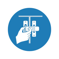 Hand operating door latch security icon   safety vector Vector