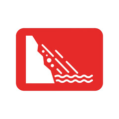 Falling rocks water hazard warning sign vector icon Vector