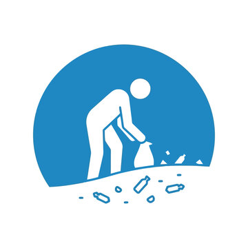 Environmental litter cleanup icon: waste collection & recycling Vector