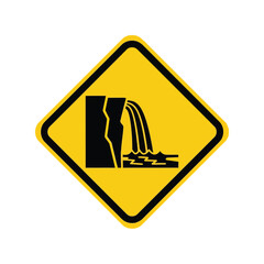 Waterfall hazard warning sign   cliff edge danger vector icon Vector