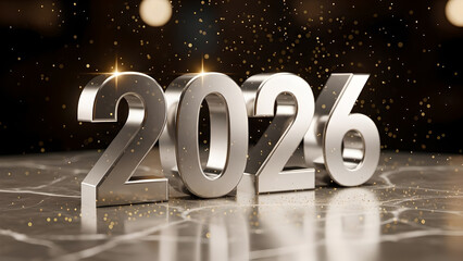 Embrace 2026 with this elegant and shimmering metallic design. Perfect for invitations, promotions, or to add a touch of luxury to your upcoming events and celebrations.