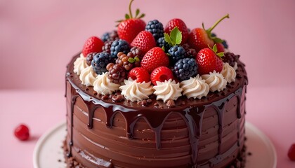 chocolate cake with strawberries
