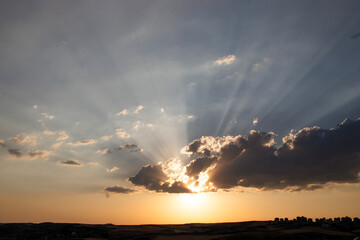 sunset over the clouds