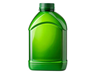  Green Motor Oil Bottle, Front View, Isolated on Transparent Background.