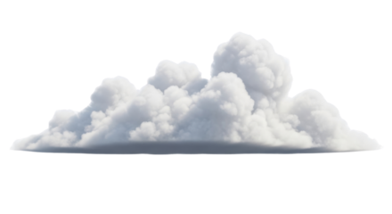 Realistic Fluffy Cumulus Cloud Isolated on White Background with Drop Shadow