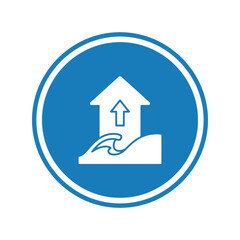 Flood evacuation route sign icon   safe house arrow Vector