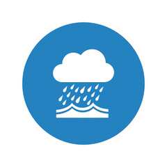 Rain cloud water icon blue circle vector for weather forecast Vector