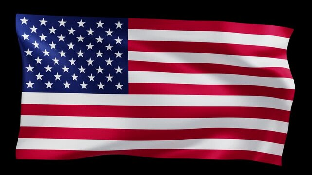 Seamless American flag waving in the wind loop slow motion