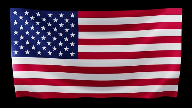 Seamless American flag waving in the wind loop slow motion