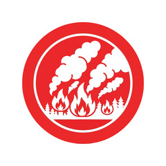 Wildfire warning icon: forest fire hazard alert symbol Vector