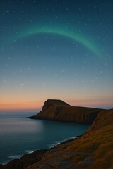 Aurora arch above lonely mesa