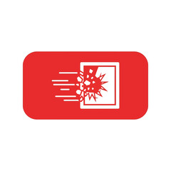 Dynamic breakthrough icon: red barrier shattering success Vector