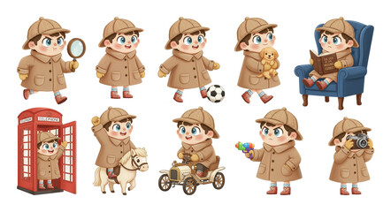 Sweet Little Detective Charming Cartoon Character Collection
