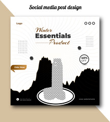 Winter essentials product Social media post design template