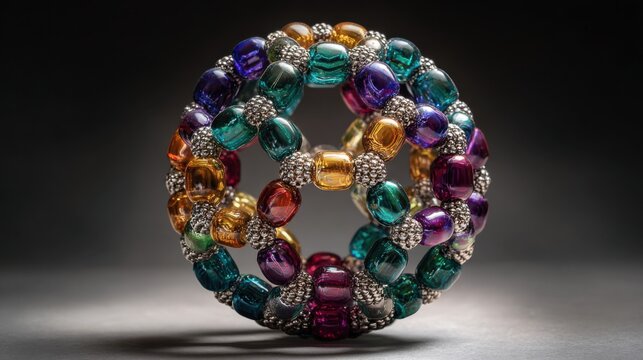Colorful faceted bead sphere art object