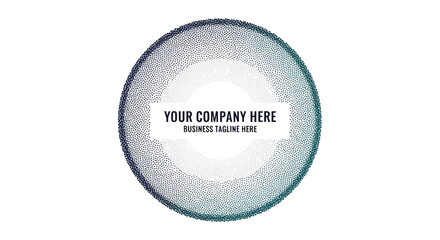 Abstract circular logo template with a stippled texture and a blue to green color gradient, featuring a central banner for text.