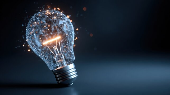 Digital lightbulb network glowing with bright ideas - Powered by Adobe