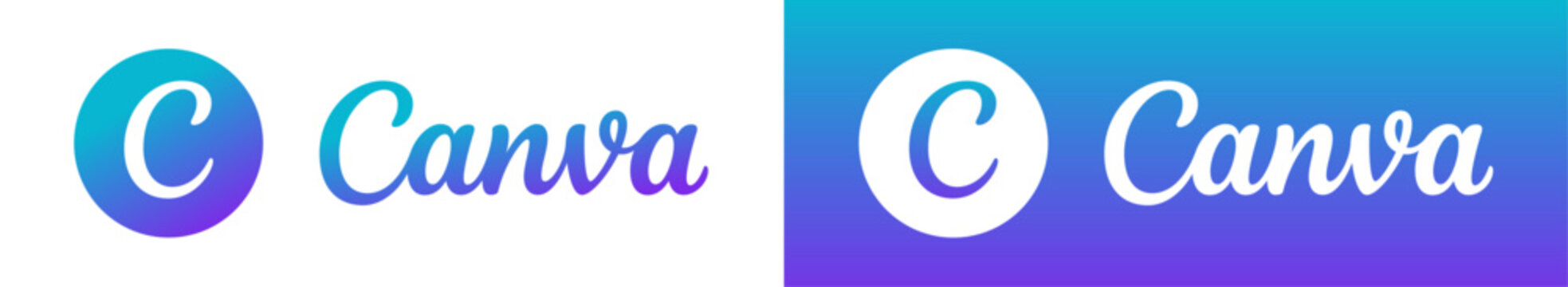 Canva Text Logo, Vector, Original Gradient Color Font, Isolated. Latest Font for Web Page, Mobile App or Print Materials. Transparent Template.	